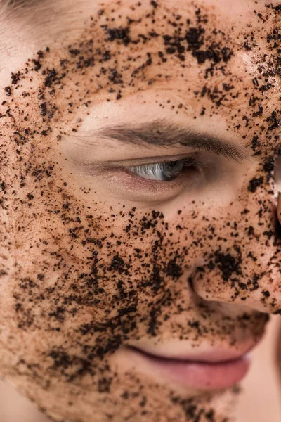 Cropped View Young Man Scrub Face — Stock Photo, Image