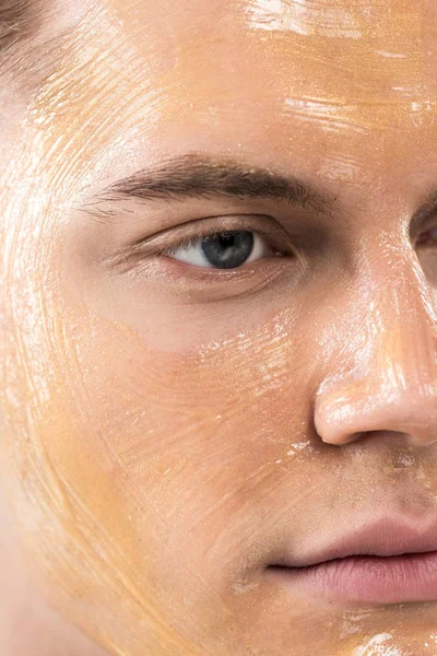 Vue Rapprochée Jeune Homme Avec Masque Facial — Photo