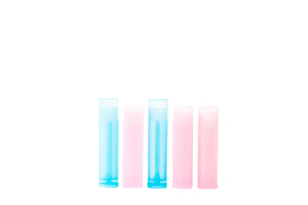 Pink Blue Bottles Medicine Isolated White — Stock Photo, Image