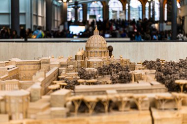 ROME, ITALY - JUNE 28, 2019: selective focus of maquette of ancient Rome in Vatican Museum clipart