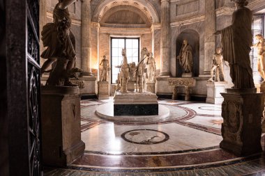 ROME, ITALY - JUNE 28, 2019: ancient roman sculptures and statues in Vatican Museum clipart