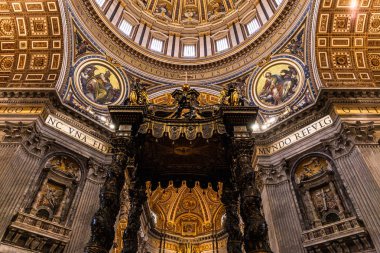 ROME, ITALY - JUNE 28, 2019: interior of vatican museums with ancient frescoes and sculptures clipart