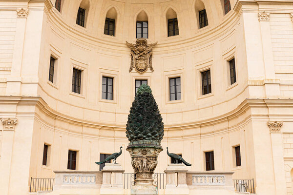 ROME, ITALY - JUNE 28, 2019: old sculptures in front of vatican museum