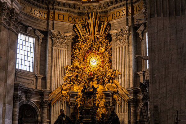ROME, ITALY - JUNE 28, 2019: interior of Papal Basilica of St. Peter in the Vatican