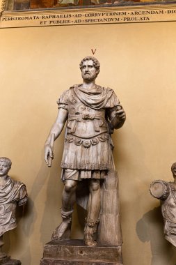 Roma, İtalya - 28 Haziran 2019: Müzede antik Roma heykelleri