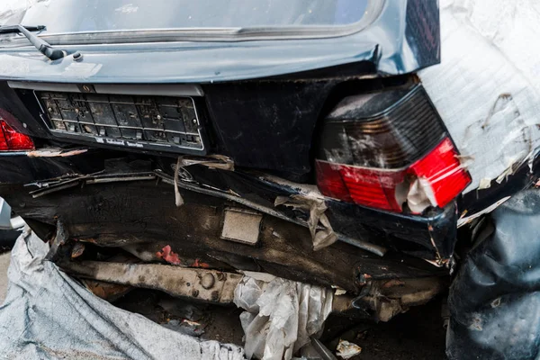 Automobile Endommagée Après Accident Voiture Dangereux Extérieur — Photo