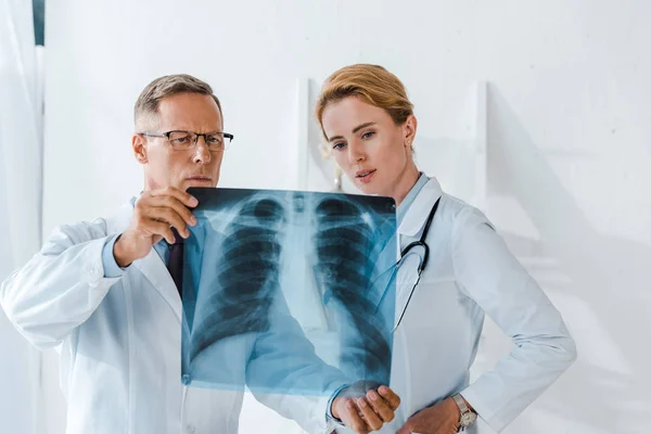 Doctor Glasses Holding Ray Attractive Coworker Stock Picture