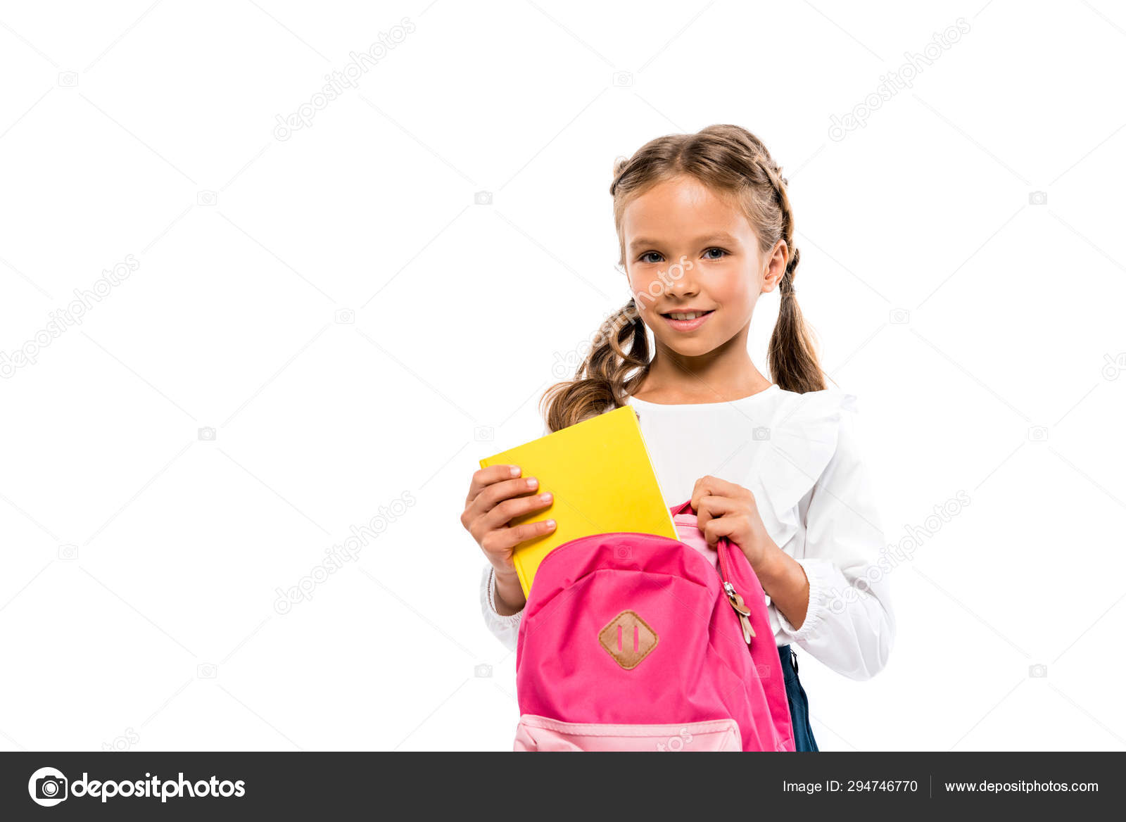 putting on a backpack