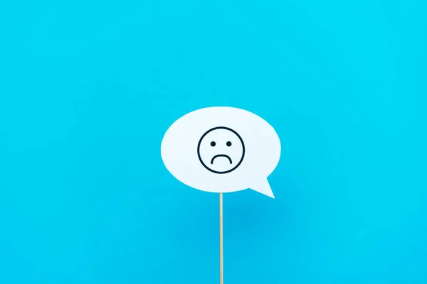 Kyiv Ukraine August 2019 Sad Emoticon Stick Speech Bubble Isolated — Stock Photo, Image