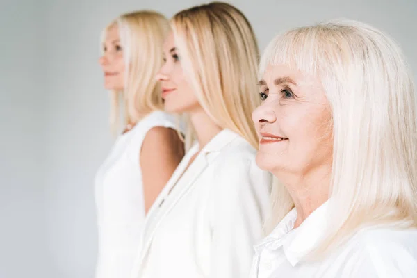 Selective Focus Three Generation Women Isolated Grey — Stock Photo, Image