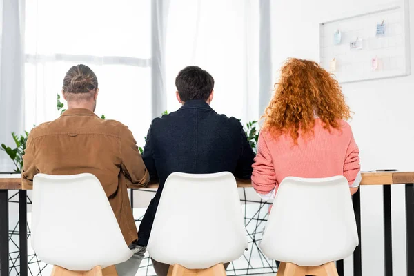 Back View Three Friends Sitting Chairs Office — Stock Photo, Image