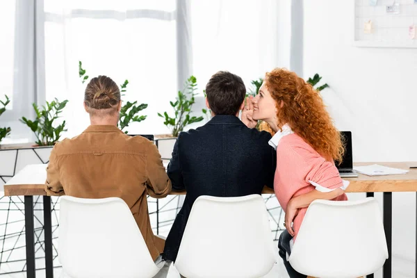 Back View Woman Telling Secret Her Friend Office — Stock Photo, Image