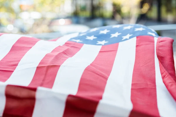 Fokus Selektif Bendera Amerika Luar Ruangan Pada Siang Hari — Stok Foto