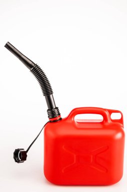 red gasoline jerrycan on white background clipart