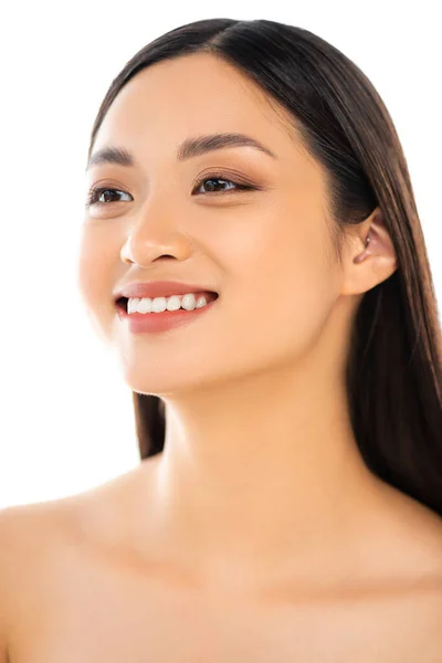 Retrato Excitado Joven Asiático Mujer Aislado Blanco — Foto de Stock