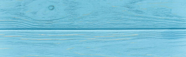 top view of wooden blue background, panoramic shot