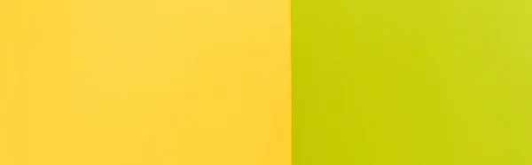 Vista Superior Fundo Papel Amarelo Verde Abstrato Colorido Tiro Panorâmico — Fotografia de Stock