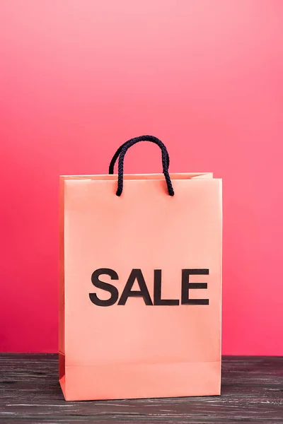 Shopping Bag Sale Lettering Pink Black Friday Concept — Stock Photo, Image