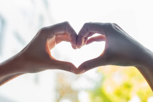 Cropped View Woman Showing Heart Shaped Sign Hands — Stock Photo, Image