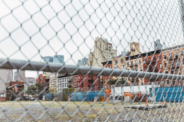 Selective focus of net and new york city street, usa — Stock Photo