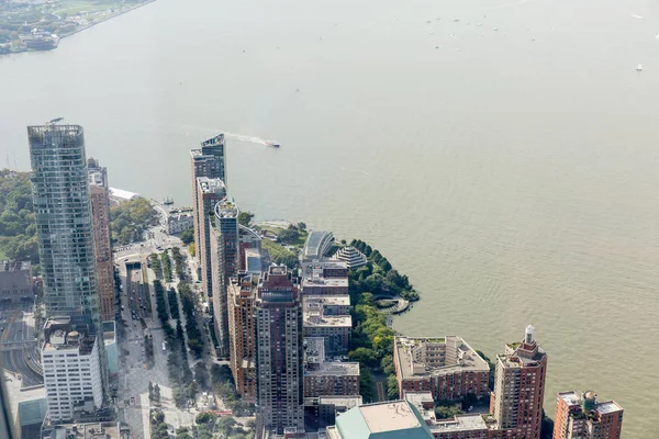 Aerial view of new york city skyscrapers, usa — Stock Photo