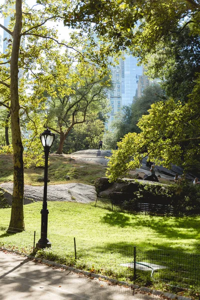Нью-Йорк, США — 8 жовтня 2018: мальовничим видом хмарочоси і парк в Нью-Йорку, США — стокове фото