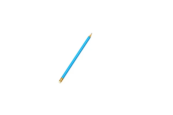 Top view of blue pencil isolated on white — Stock Photo