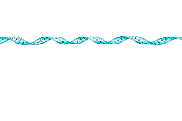 Vista superior da fita métrica azul isolada em branco — Fotografia de Stock