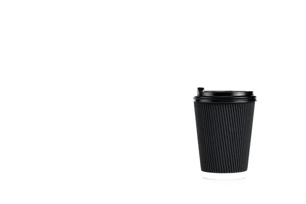 Black paper cup of coffee isolated on white — Stock Photo