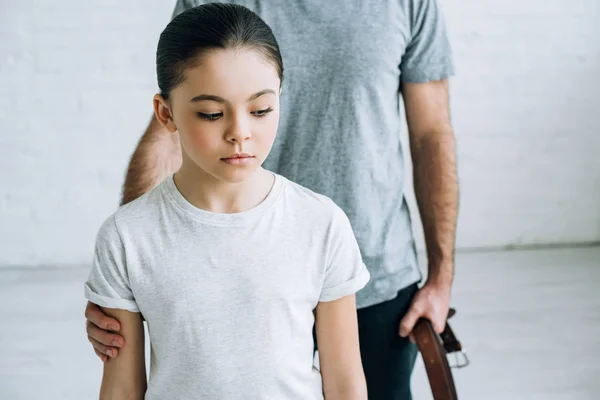 Partial view of father and daughter having conflict — Stock Photo