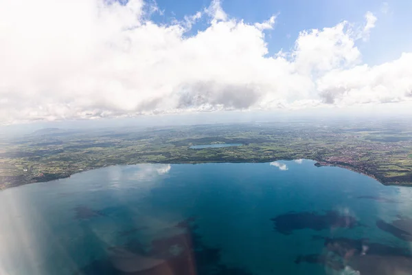 Aerial view of sea under blue sky with clouds in rome, italy — Stock Photo