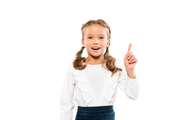 Heureux enfant ayant idée isolé sur blanc — Photo de stock