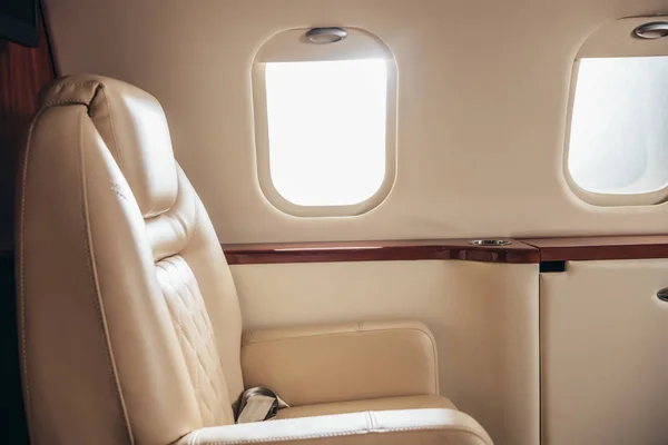 Luxury, comfortable and modern cabin of private plane — Stock Photo