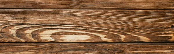 Вид сверху на деревянный коричневый деревенский фон, панорамный снимок — стоковое фото