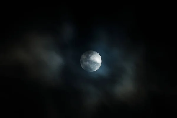 Lua Cheia Noite Escura Com Nuvem Movimento — Fotografia de Stock