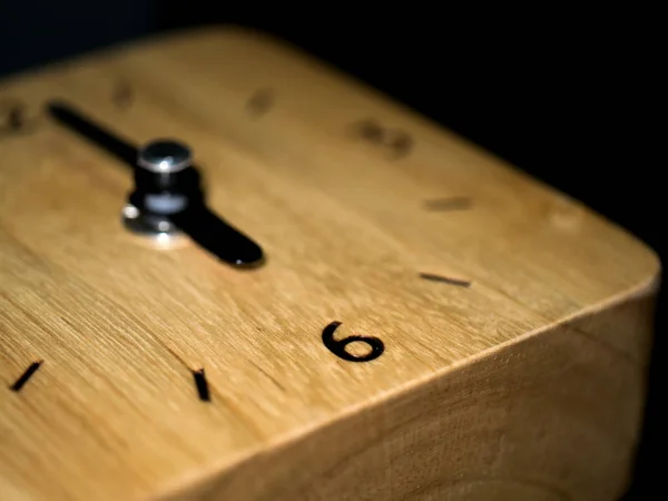 Close Wooden Clock Six Clock — Stock Photo, Image