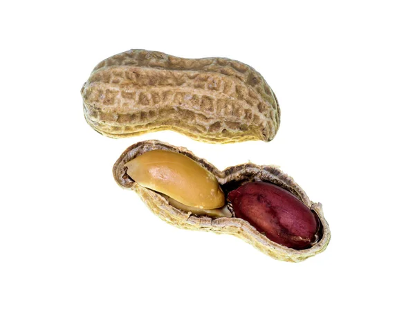 Close Dry Peanut Isolate White Background Clipping Path Arachis Hypogaea — Stock Photo, Image