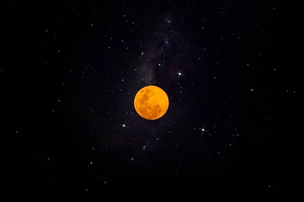 Bleu Sang Lunaire Dans Nuit Noire Avec Poussière Étoile — Photo