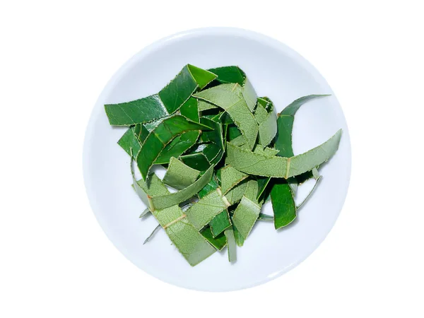 Slice Soursop Leaves Dish White Background Annona Muricata — Stock Photo, Image