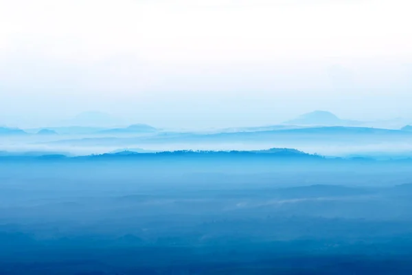 Fog Cover Mountain Morning Copy Space — Stock Photo, Image