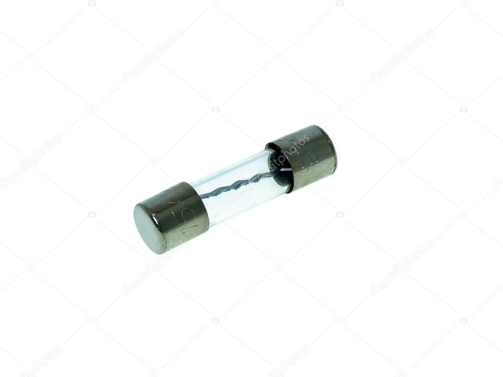 A Fuse of electrical protection component on white background