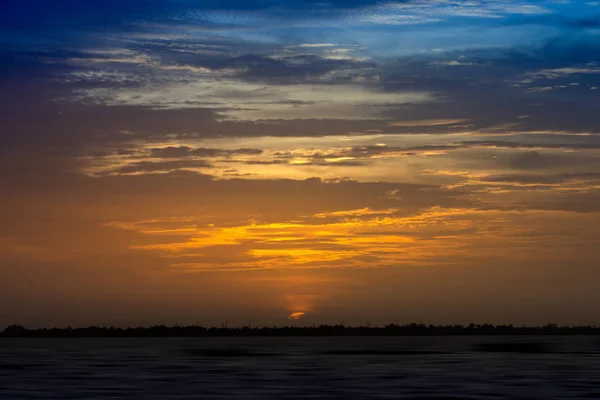 Mooie Zonsondergang Hemel Met Cloud Voordat Twilight — Stockfoto