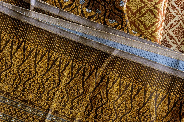 Close Thai Woven Fabrics Background — Stock Photo, Image