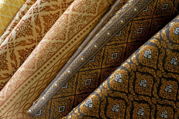 Close Thai Woven Fabrics Background — Stock Photo, Image