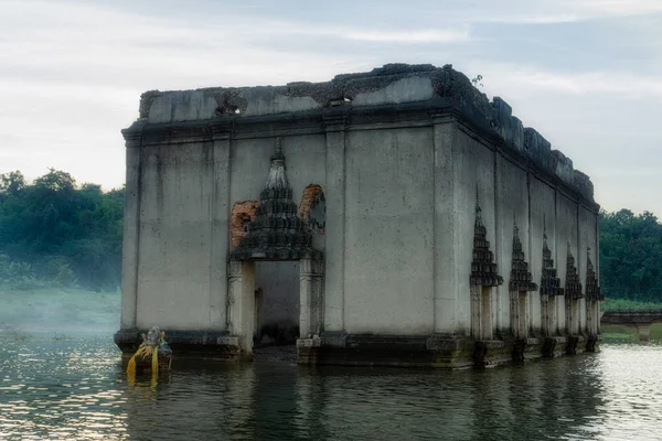 Ancient Floating Temple Underwater Temple Landmark Travel Sangkhla Buri District — Stock Photo, Image