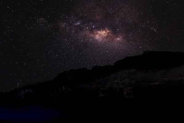 Noční Obloha Mléčnou Dráhu Stardust Nad Černou Horu — Stock fotografie