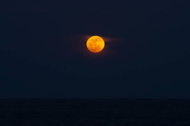 Twilight saat içinde kırmızı Ayın doğuşu.