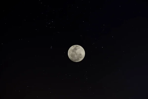 Lua Cheia Noite Escura Com Estrela — Fotografia de Stock