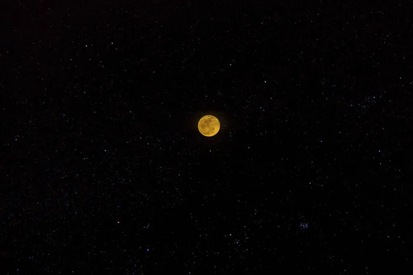 Der Orange Vollmond Der Nacht Mit Sternen — Stockfoto