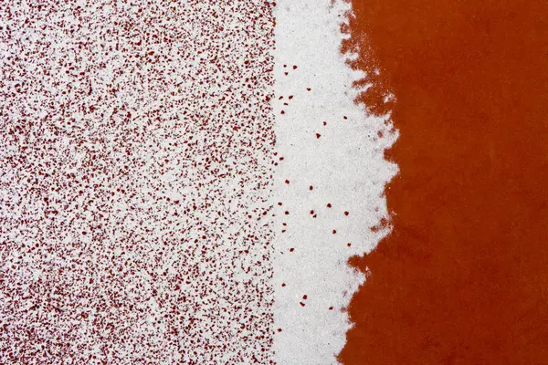 Biały Pył Czerwony Powierzchni Bieżni Stadionie — Zdjęcie stockowe